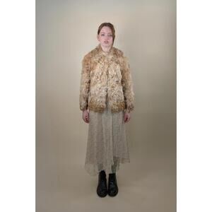 1960's shearling brown and white coat with toggle fastenings